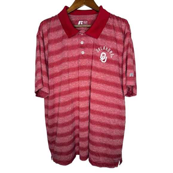 Russell Athletic Other - Oklahoma Sooners OU Russell red Striped Polo Shirt Sz 2XL NCAA College